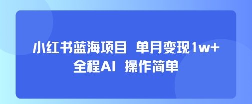 小红书蓝海项目 单月变现1w+ 全程AI 操作简单远创网-专注分享副业落地实操课程 – 全网首发_高质量项目输出远创网