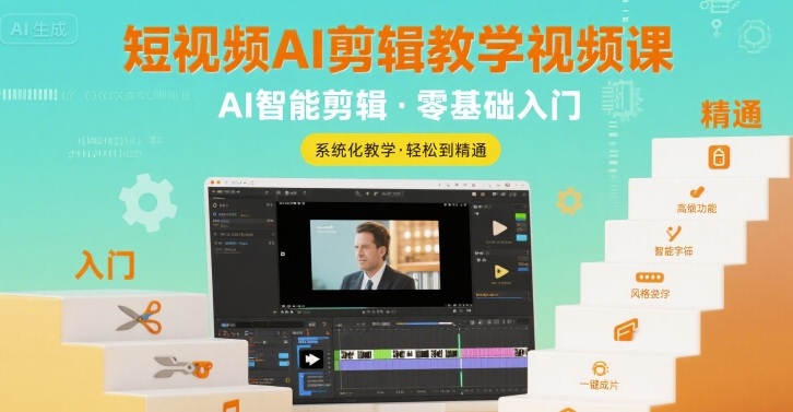 短视频AI剪辑教学视频课，入门到精通远创网-专注分享副业落地实操课程 – 全网首发_高质量项目输出远创网