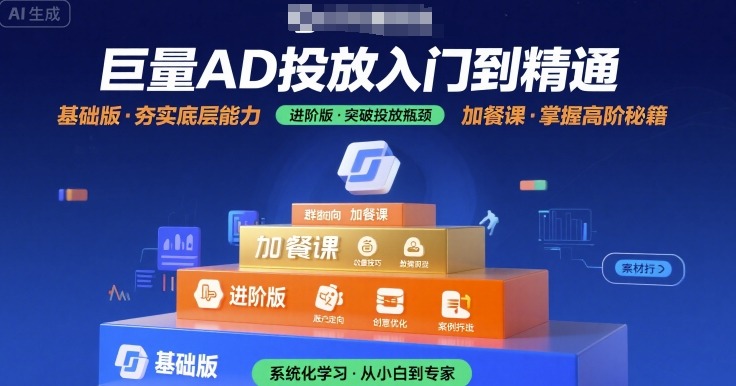 巨量AD投放入门到精通，基础版+进阶版+加餐课远创网-专注分享副业落地实操课程 – 全网首发_高质量项目输出远创网