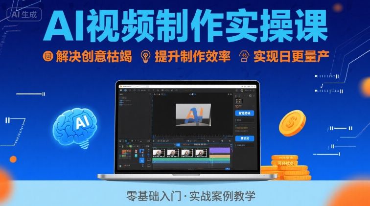 Ai视频制作实操课，解决创意枯竭、效率低下痛点，实现日更量产可持续变现远创网-专注分享副业落地实操课程 – 全网首发_高质量项目输出远创网