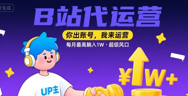 【B站代运营 】你出账号，我来运营，每月最高躺入1W，超级风口【揭秘】远创网-专注分享副业落地实操课程 – 全网首发_高质量项目输出远创网