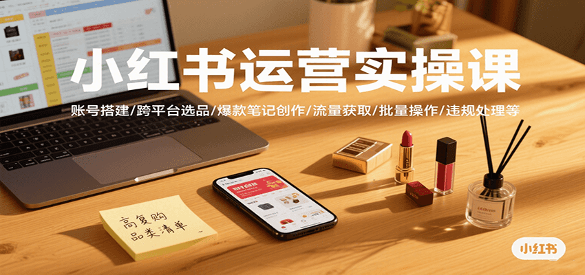 小红书运营实操课，账号搭建/跨平台选品/爆款笔记创作/流量获取/批量操作/违规处理等远创网-专注分享副业落地实操课程 – 全网首发_高质量项目输出远创网