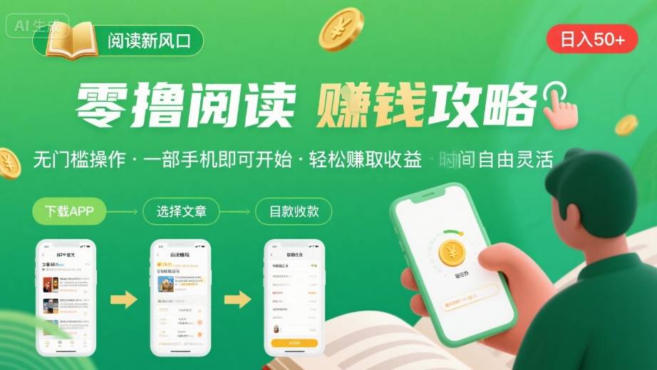 零撸阅读新风口，无门槛轻松挣，一部手机，日入 50-3张【揭秘】远创网-专注分享副业落地实操课程 – 全网首发_高质量项目输出远创网