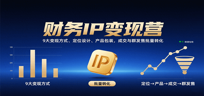 财务IP变现营：9大变现方式、定位设计、产品包装，成交与群发售批量转化远创网-专注分享副业落地实操课程 – 全网首发_高质量项目输出远创网
