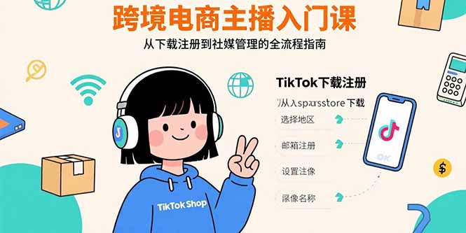 跨境电商主播入门课，TikTok下载注册，支付工具配置，社媒账号管理全流程远创网-专注分享副业落地实操课程 – 全网首发_高质量项目输出远创网