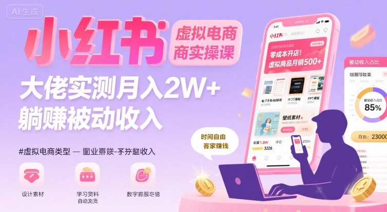 小红书虚拟电商，大佬实测月入2W+，实现被动收入远创网-专注分享副业落地实操课程 – 全网首发_高质量项目输出远创网