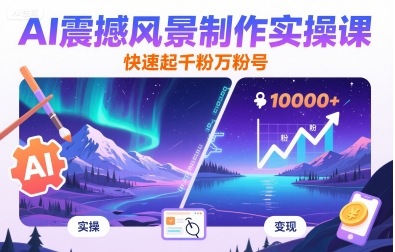 AI震撼风景制作实操课，快速起千粉万粉号远创网-专注分享副业落地实操课程 – 全网首发_高质量项目输出远创网