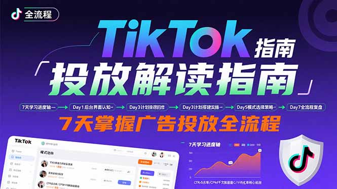 TikTok投放解读指南：后台操作/计划建立/模式选择，7天掌握广告投放全流程远创网-专注分享副业落地实操课程 – 全网首发_高质量项目输出远创网