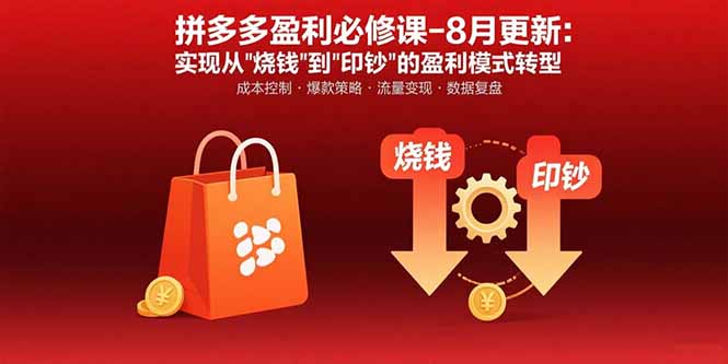 拼多多盈利必修课-8月更新：突破运营瓶颈 实现从烧钱到印钞的盈利模式转型远创网-专注分享副业落地实操课程 – 全网首发_高质量项目输出远创网