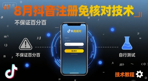8月抖音注册免核对技术，不保证百分百，自测远创网-专注分享副业落地实操课程 – 全网首发_高质量项目输出远创网