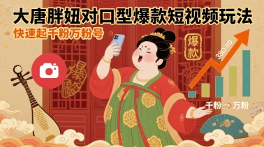 大唐胖妞对口型爆款短视频玩法，快速起千粉万粉号远创网-专注分享副业落地实操课程 – 全网首发_高质量项目输出远创网