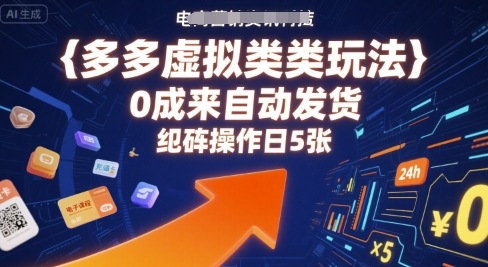 多多虚拟类目玩法，0成本全自动发货，矩阵操作日5张远创网-专注分享副业落地实操课程 – 全网首发_高质量项目输出远创网