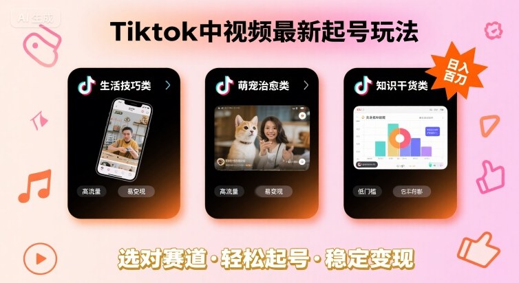 Tiktok中视频最新起号玩法，想要日入百刀，做好这几个赛道就可以了远创网-专注分享副业落地实操课程 – 全网首发_高质量项目输出远创网