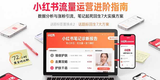 小红书流量运营进阶指南，数据分析与涨粉引流，笔记起死回生7大实操方案远创网-专注分享副业落地实操课程 – 全网首发_高质量项目输出远创网