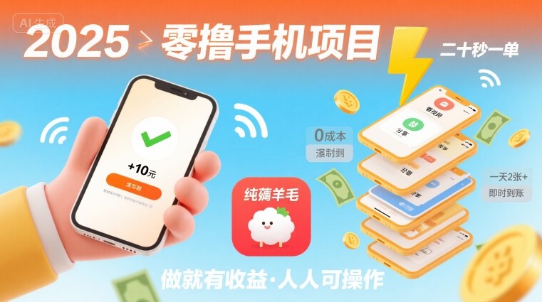 2025年零撸手机项目，二十秒一单，纯薅羊毛 一天2张+做就有远创网-专注分享副业落地实操课程 – 全网首发_高质量项目输出远创网