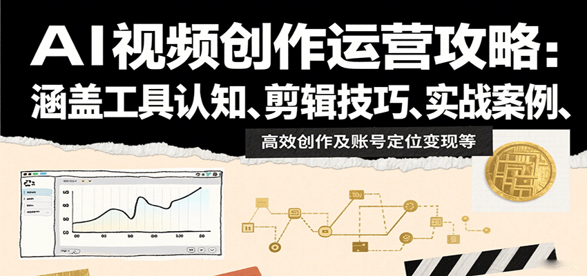 AI视频创作运营攻略：涵盖工具认知、剪辑技巧、实战案例、高效创作及账号定位变现等远创网-专注分享副业落地实操课程 – 全网首发_高质量项目输出远创网