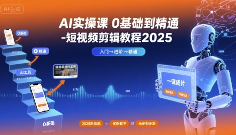 AI实操课0基础到精通-短视频剪辑教程2025远创网-专注分享副业落地实操课程 – 全网首发_高质量项目输出远创网