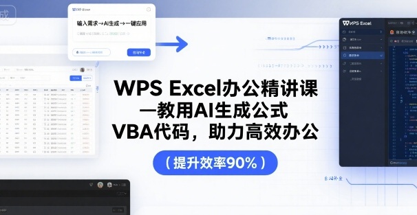 WPS Excel办公精讲课，教用 AI 生成公式，VBA 代码，助力高效办公远创网-专注分享副业落地实操课程 – 全网首发_高质量项目输出远创网