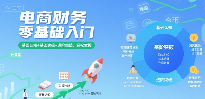 电商财务零基础入门，基础认知+基础实操+进阶突破，轻松掌握远创网-专注分享副业落地实操课程 – 全网首发_高质量项目输出远创网