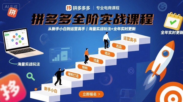 拼多多全阶实战课程，从新手小白到运营高手，海量实战玩法+全年实时更新【2025年9月更新】远创网-专注分享副业落地实操课程 – 全网首发_高质量项目输出远创网