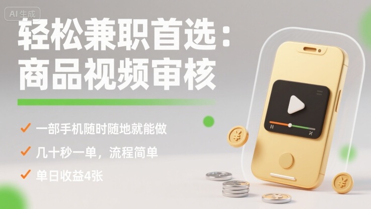 轻松兼职首选：商品视频审核，一部手机随时随地就能做，几十秒一单，流程简单，单日收益4张【揭秘】远创网-专注分享副业落地实操课程 – 全网首发_高质量项目输出远创网