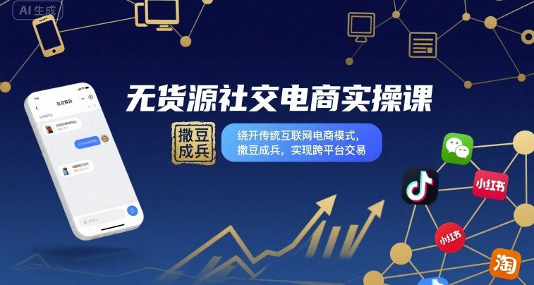 无货源社交电商实操课，绕开传统互联网电商模式，撒豆成兵，实现跨平台交易远创网-专注分享副业落地实操课程 – 全网首发_高质量项目输出远创网