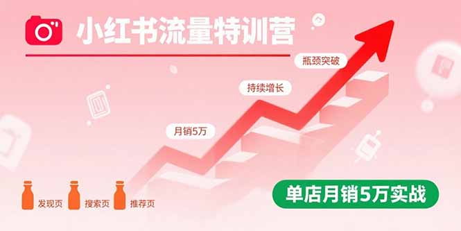 小红书流量特训营：突破流量瓶颈，实现店铺持续增长，单店月销5万实战远创网-专注分享副业落地实操课程 – 全网首发_高质量项目输出远创网