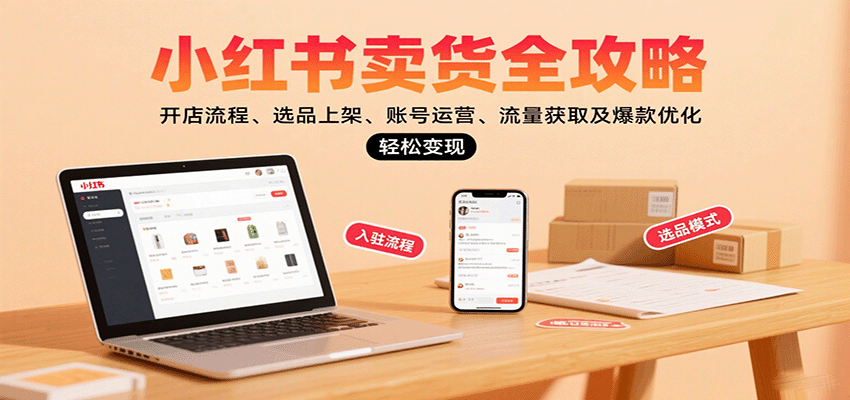 小红书卖货全攻略：开店流程、选品上架、账号运营、流量获取及爆款优化，轻松变现远创网-专注分享副业落地实操课程 – 全网首发_高质量项目输出远创网