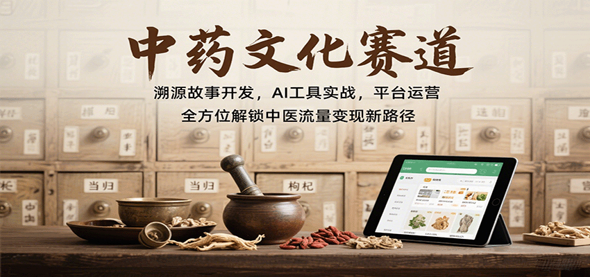 中药文化赛道：溯源故事开发，AI工具实战，平台运营，全方位解锁中医流量变现新路径远创网-专注分享副业落地实操课程 – 全网首发_高质量项目输出远创网