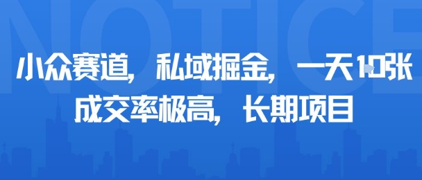 小众赛道，私域掘金，一天多张，成交率极高，长期项目远创网-专注分享副业落地实操课程 – 全网首发_高质量项目输出远创网