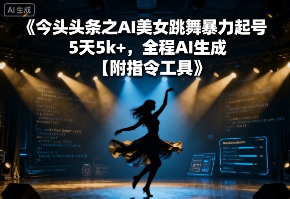 今日头条之AI美女跳舞暴力起号，5天1k+，全程AI生成【附指令工具】远创网-专注分享副业落地实操课程 – 全网首发_高质量项目输出远创网