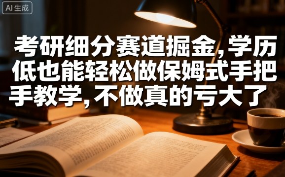 考研细分赛道掘金，日入1k+，学历低也能轻松做保姆式手把手教学，不做真的亏大了【揭秘】远创网-专注分享副业落地实操课程 – 全网首发_高质量项目输出远创网
