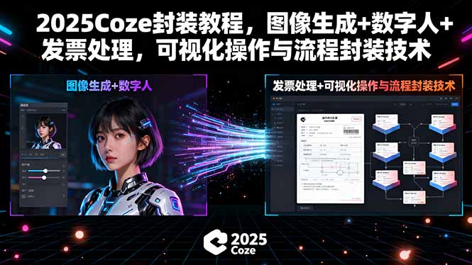 2025Coze封装教程，图像生成+数字人+发票处理，可视化操作与流程封装技术远创网-专注分享副业落地实操课程 – 全网首发_高质量项目输出远创网