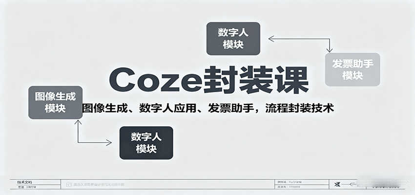 Coze封装课，图像生成、数字人应用、发票助手，流程封装技术远创网-专注分享副业落地实操课程 – 全网首发_高质量项目输出远创网