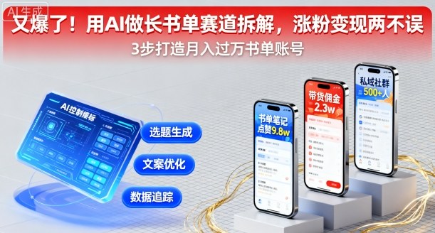 又爆了！用AI做长书单赛道拆解，涨粉变现两不误远创网-专注分享副业落地实操课程 – 全网首发_高质量项目输出远创网