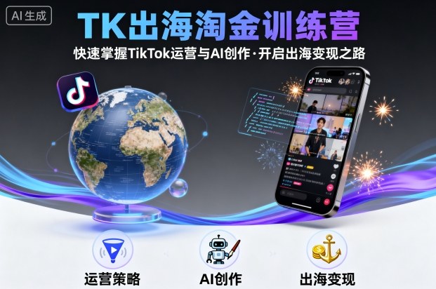 TK出海淘金训练营，助你快速掌握TikTok运营与AI创作，开启出海变现之路远创网-专注分享副业落地实操课程 – 全网首发_高质量项目输出远创网