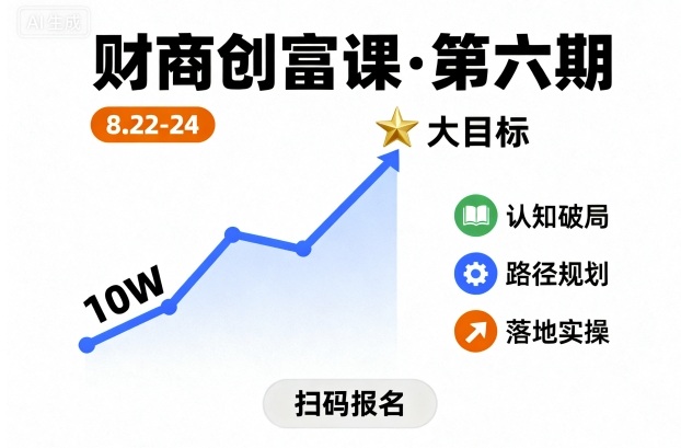 财商创富课第六期8月22-24号，如何从10W起步，一步步实现大目标远创网-专注分享副业落地实操课程 – 全网首发_高质量项目输出远创网