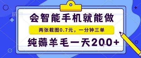 手机项目，二十秒一单，纯薅羊毛一天2张+做就有【揭秘】远创网-专注分享副业落地实操课程 – 全网首发_高质量项目输出远创网