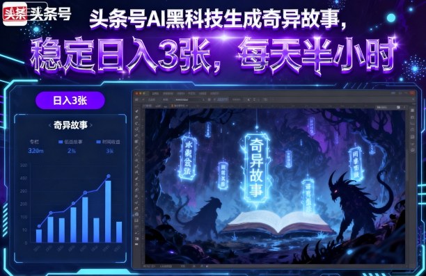 头条号AI黑科技生成奇异故事，稳定日入3张，每天半小时远创网-专注分享副业落地实操课程 – 全网首发_高质量项目输出远创网
