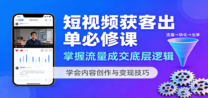 短视频获客出单必修课：掌握流量成交底层逻辑，学会内容创作与变现技巧远创网-专注分享副业落地实操课程 – 全网首发_高质量项目输出远创网