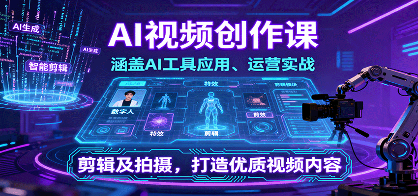 AI视频创作课，涵盖AI工具应用、运营实战、剪辑及拍摄，打造优质视频内容远创网-专注分享副业落地实操课程 – 全网首发_高质量项目输出远创网