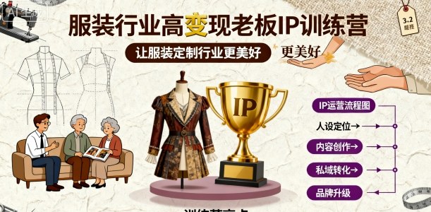 服装行业高变现老板IP训练营，让服装定制行业更美好远创网-专注分享副业落地实操课程 – 全网首发_高质量项目输出远创网