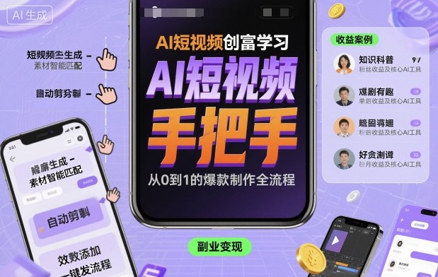 AI短视频创富学习，手把手教会你制作AI短视频远创网-专注分享副业落地实操课程 – 全网首发_高质量项目输出远创网