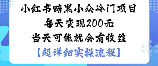 小红书暗黑小众冷门项目每天变现2张当天可能就会有收益远创网-专注分享副业落地实操课程 – 全网首发_高质量项目输出远创网