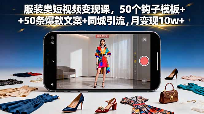 服装类短视频变现课，50个钩子模板+50条爆款文案+同城引流，月变现10w+远创网-专注分享副业落地实操课程 – 全网首发_高质量项目输出远创网