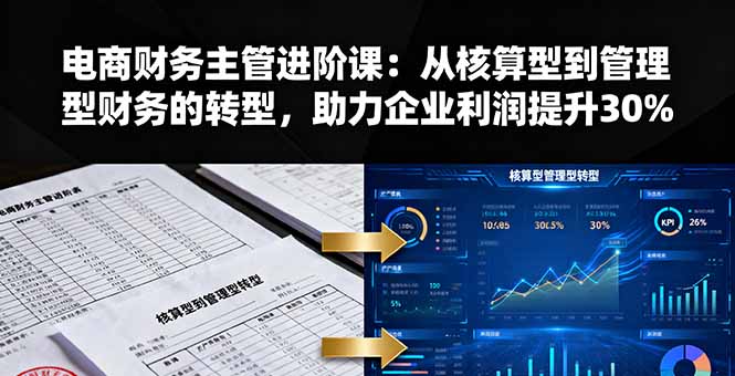 电商财务主管进阶课：从核算型到管理型财务的转型，助力企业利润提升30%远创网-专注分享副业落地实操课程 – 全网首发_高质量项目输出远创网