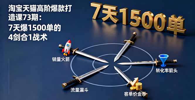 淘宝天猫高阶爆款打造课73期：7天爆1500单的4剑合1战术远创网-专注分享副业落地实操课程 – 全网首发_高质量项目输出远创网