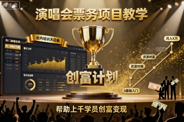 演唱会票务项目教学，业内培训天花板，帮助上千学员创富变现(更新)远创网-专注分享副业落地实操课程 – 全网首发_高质量项目输出远创网