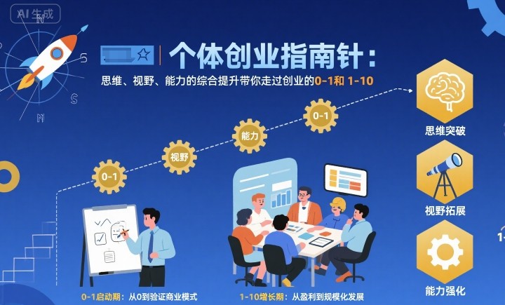 个体创业指南针，思维、视野、能力的综合提升带你走过创业的0-1和1-10【音频】远创网-专注分享副业落地实操课程 – 全网首发_高质量项目输出远创网