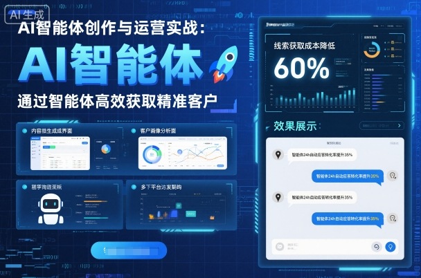 AI智能体创作与运营实战，实体门店通过智能体高效获取精准客户远创网-专注分享副业落地实操课程 – 全网首发_高质量项目输出远创网